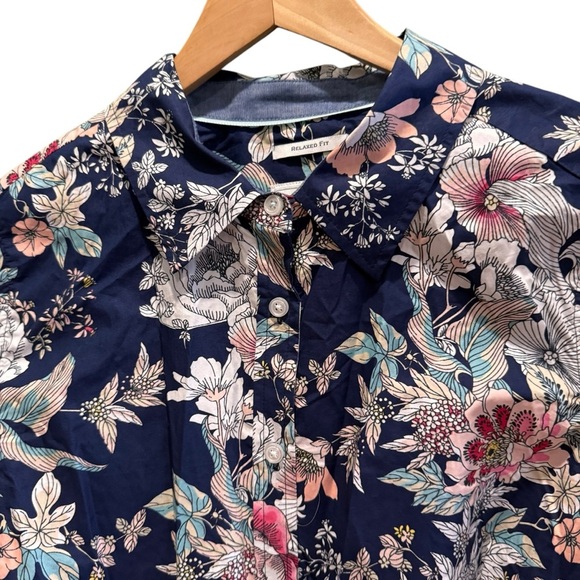 Charter Club Womens Relaxed Fit 14W 100% Cotton Flower Tropical Porint Shirt - Picture 3 of 11